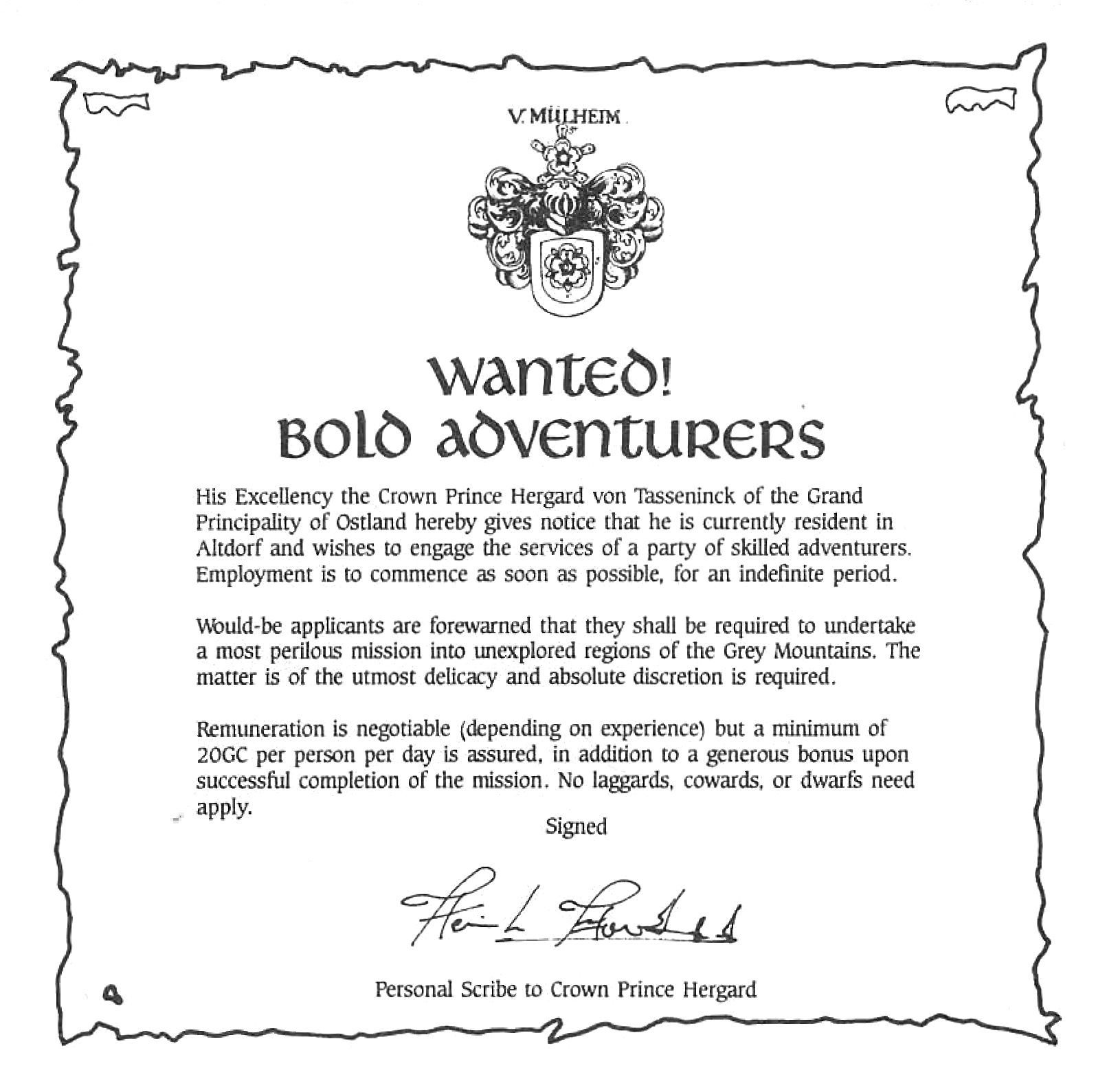 Wanted! Bold Adventurers